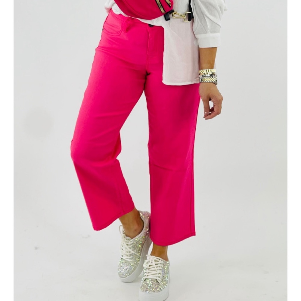 Royalty For Me high waist hyper stretch crop jeans in hot pink